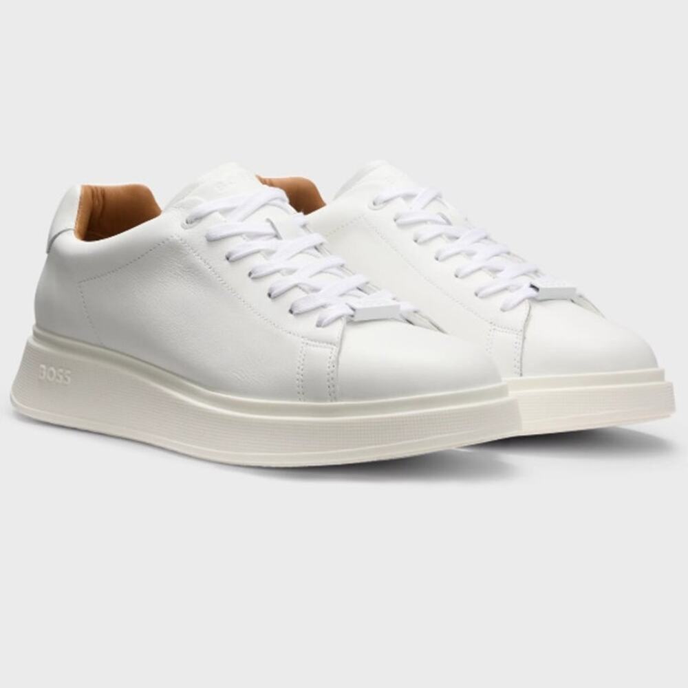 Hugo Boss Bulton Runner Leather Trainers Shoes White Size 13